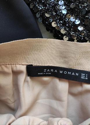 Бежевая черная короткая нарядная юбка пышная мини гипюром вышивкой ажурная зара9 фото
