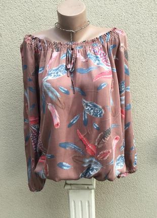 Блуза-реглан,сорочка штапельная,етно,бохо,сільський стиль,відкриті плечі,великий розмір