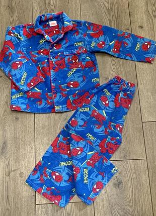 Костюм из двух предметов пижама фланелевая хлопковая spider man marvel matalan ( англия)