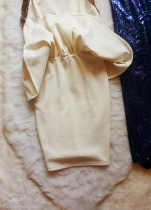 Белое айвори нарядное платье футляр с баской открытой спиной золотыми пайетками блестками asos7 фото