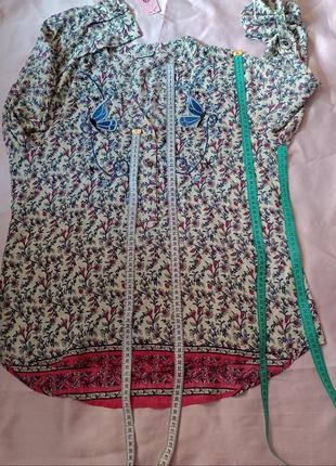 Fashion collection рубашка/блузка с длинным рукавом вискоза тонкая полевые цветы6 фото