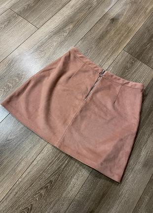 Замшевая юбка юбочка розовая