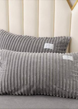 Комплект постельного белья велюр  полоска  серого цвета евро размер 200*230 см colorful home4 фото