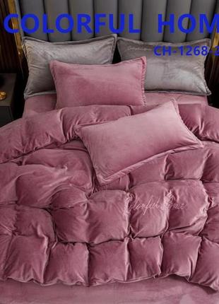 Велюровый комплект постельного белья colorful home евро размер 220*240 см коричневого цвета5 фото