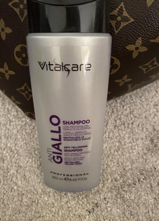 Шампунь vitalcare anti-yellowing shampoo для освітленних, блонд та сивого  волос 250 мл1 фото