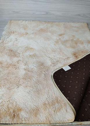 Ковер прикроватныйтравка меховой искусственный 90*180 см карамель