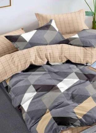 Комплект постельного белья натуральный двухсторонний бязь голд асирис серо - бежевого цвета1 фото