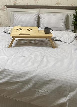 Комплект постільної білизни натуральна 100% бавовна страйп сатин світло-сірий попелястий