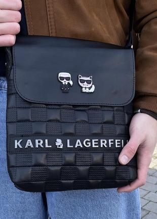 Мессенджер кожаный karl lagerfeld черные квадраты