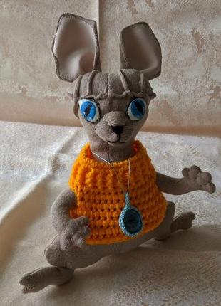 Интерьерная игрушка кошка сфинкс. текстильная игрушка кот сфинкс. кот марс. по заказу