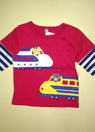 Футболка лонгслив яркая красная японский дизайн длинный рукав