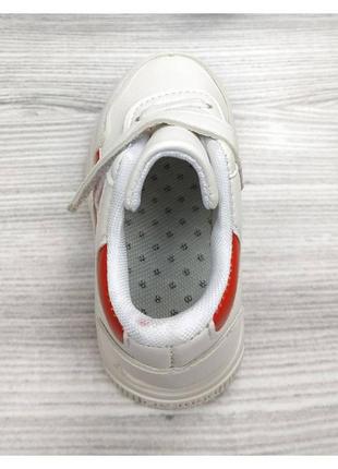 Кросівки дитячі pu-шкіра білі з червоними смужками4 фото