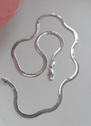 Плоский ланцюжок змійка 4 мм тибетське срібло 45см  50см