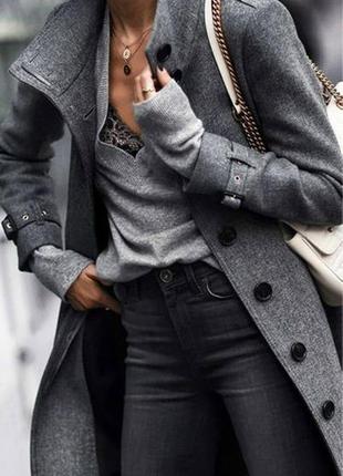 Стильне сіре жіноче пальто h&m, хѕ-s