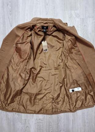 Фирменное шерстяное пальто стильный тренч h&m s евро 36-384 фото