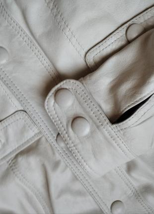 Натуральная кожаная белая куртка курточка жакет2 фото