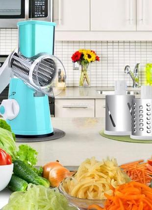 Овощерезка мультислайсер tabletop drum grater kitchen master терка для овощей и фруктов 3 насадки.1 фото