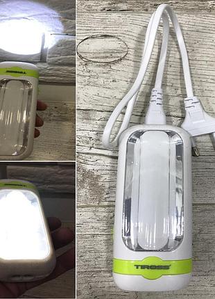 Фонарь для кемпинга led с аккумулятором ts-1894 зарядка от сети 220 в светит до 5 часов двухфункциональный
