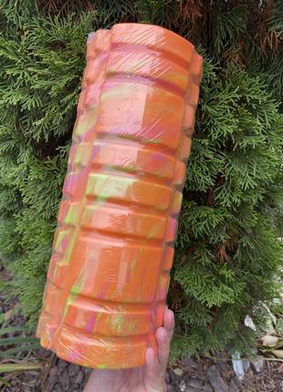 Масажний ролер помаранчевий g0001-1or для занять йогою пілатесом валик для спини ніг ролик циліндр рифлений1 фото