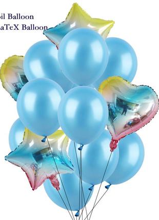 Набір кульок "блакитна веселка" (14шт)1 фото