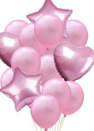 Набор шариков "розовый металлик" (14шт)