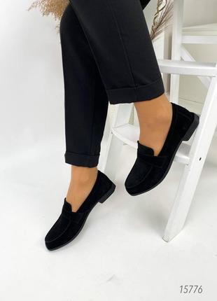 Черные натуральные замшевые классические туфли лоферы замша4 фото