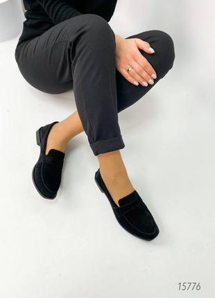 Черные натуральные замшевые классические туфли лоферы замша9 фото
