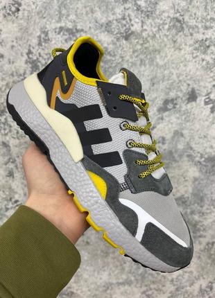 Мужские кроссовки adidas nite Hand-wash boost core black yellow dark grey 40-41-42-43-44-45