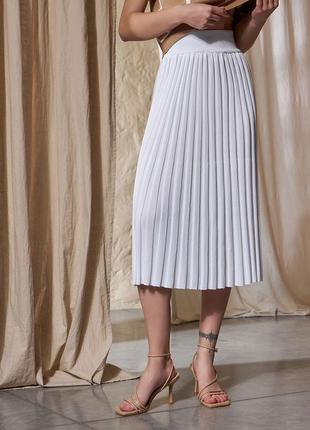Женская теплая демисезонная женская белая юбка плиссе в складку 42-522 фото