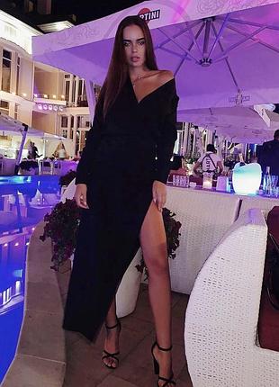 Знижка🆘‼️ чорне плаття з розрізом міді, вечірне чорне плаття, красива чорна сукня нарядна