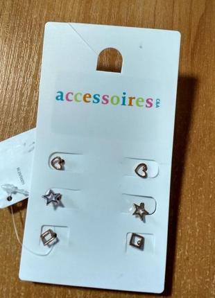 Набор сережек accessoires, серьги гвоздики