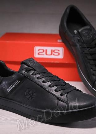 Шкіряні чоловічі кеди diesel black