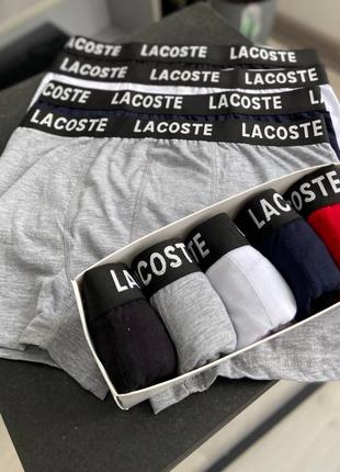 Мужской набор трусов lacoste black 5 шт +  фирменная коробка2 фото