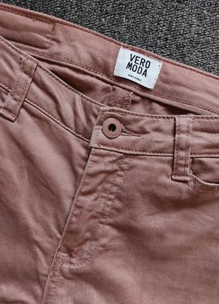 Брендовые стильные джинсы скинны пастельно терракотового цвета с высокой посадкой2 фото