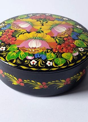 Шкатулка з розписом кругла (13 x 13 x 5 см) sk0287