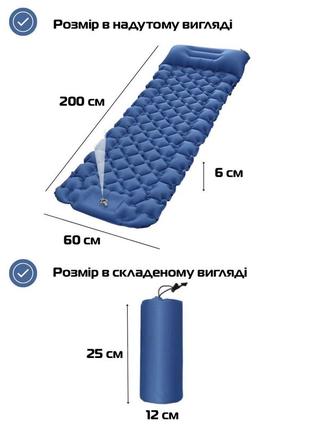 Туристичний надувний каремат lowide dark bue4 фото