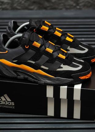 Кросівки чоловічі adidas niteball сірі, чорні, оранжеві, адідас найтболл1 фото