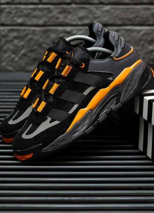 Кросівки чоловічі adidas niteball сірі, чорні, оранжеві, адідас найтболл2 фото