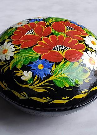Шкатулка з розписом кругла (13 x 13 x 7,5 см) sk0370