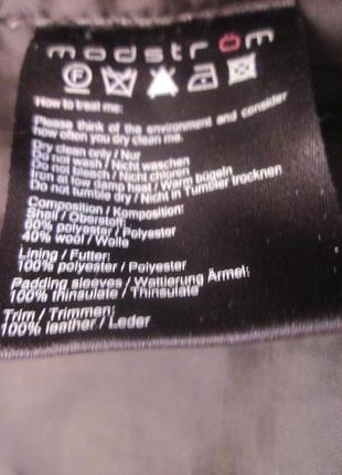 Фирменное пальто modstrom xs-s, шерсть, подкладка полиэстер, рукава 100% кожа4 фото