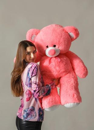 Плюшевий ведмедик 100 см рожевий "томмі" великий плюшевий ведмідь, велика м'яка іграшка плюшевий ведмедик 1 м