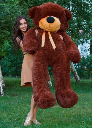 Плюшевий ведмедик 180 см коричневий "нестор" великий плюшевий ведмідь, велика м'яка іграшка плюшевий ведмедик 1,8м4 фото