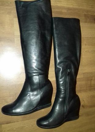 Кожаные зимние ботфорты,  сапоги fellini