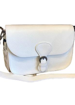 Сумка біла шкіряна італійська сумка жіноча світла сумка через плече