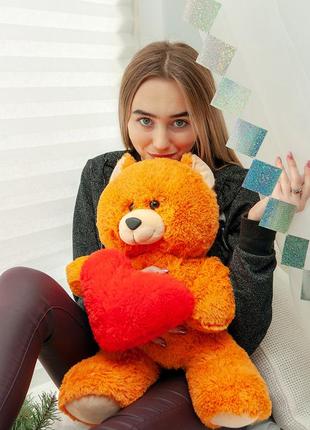 Плюшевий ведмедик 65 см рудий "френк" великий плюшевий ведмідь, велика м'яка іграшка плюшевий ведмедик