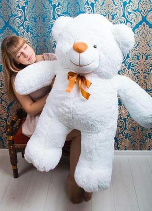 Плюшевий ведмедик 140см білий "веня" великий плюшевий ведмідь, велика м'яка іграшка плюшевий ведмедик метра2 фото