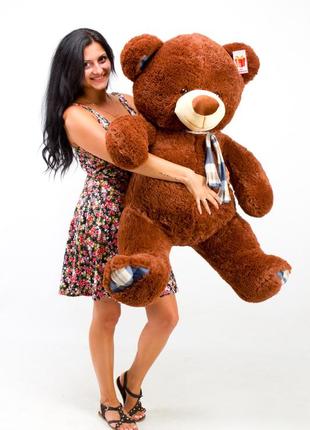 Плюшевий ведмедик 130см рожевий "клітка" великий плюшевий ведмідь, велика м'яка іграшка плюшевий ведмедик 1,3 м4 фото