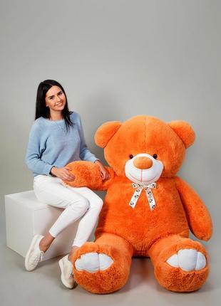 Плюшевий ведмедик 200см помаранчевий "веня" великий плюшевий ведмідь, велика м'яка іграшка плюшевий ведмедик два метр