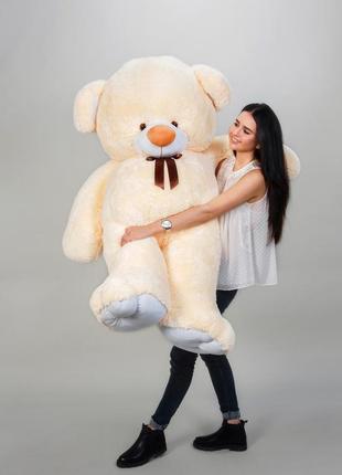 Плюшевий ведмедик 2метра кремовий "томмі", великий плюшевий ведмідь, велика м'яка іграшка плюшевий ведмедик 190 см