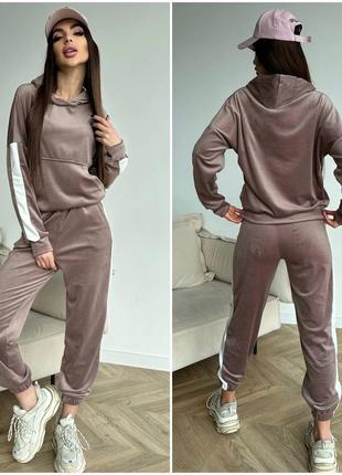 Костюм спортивний, повсякденний, велюр турция, худі + штани